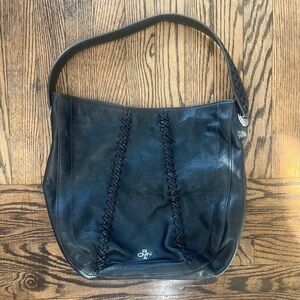 orYANY Black Leather Shoulder Bag with Braided Accents